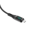 Cablu Incarcare si Date USB-A to Lightning (iPhone) Impletit cu Afisaj LED 1M Negru