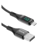 Cablu Incarcare si Date USB-A to Lightning (iPhone) Impletit cu Afisaj LED 1M Negru