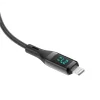 Cablu Incarcare si Date USB-C to Lightning(iPhone) Impletit cu Afisaj LED 1M Negru