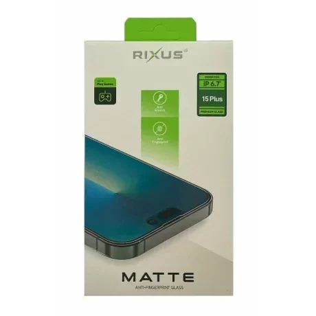 Folie de sticlă pentru iPhone 15 Plus, Rixus 9H, Mată