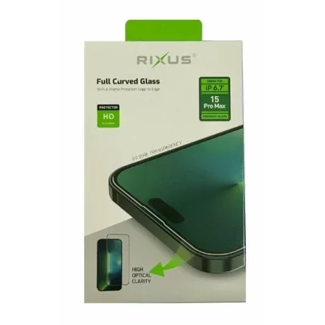 Folie de sticlă pentru iPhone 15 Pro Max, Rixus 9H, Transparentă