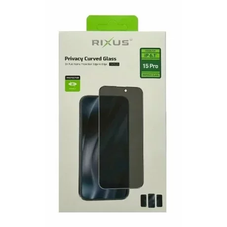 Folie de sticlă pentru iPhone 15 Pro, Rixus 9H, Privacy