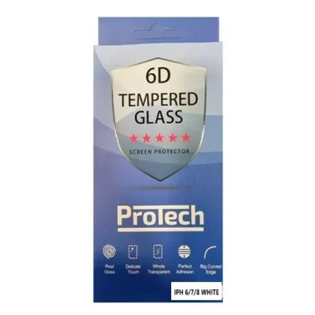 Folie de sticlă 6D Protech pentru iPhone 6/6S/7/8/SE (2020), Transaparenta