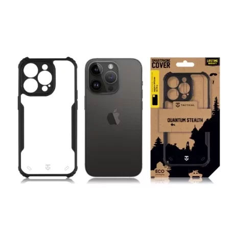 Husă Tactical Quantum Stealth pentru iPhone 14 Pro - Transparent/Negru