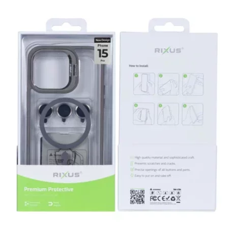 Husă Rixus cu Încărcare Magnetică (MagSafe) pentru iPhone 15 Pro - Gri