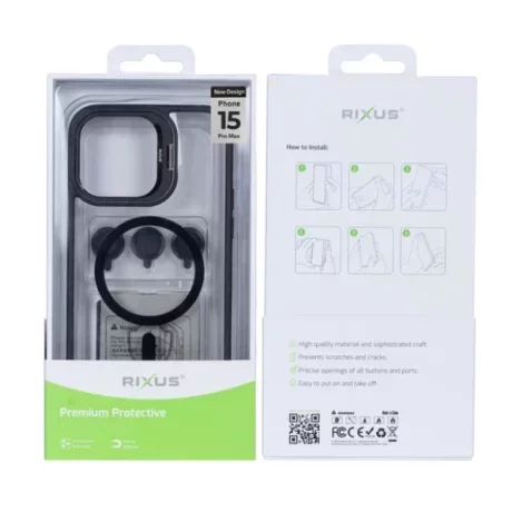 Husă Rixus cu Încărcare Magnetică (MagSafe) pentru iPhone 15 Pro Max - Neagră