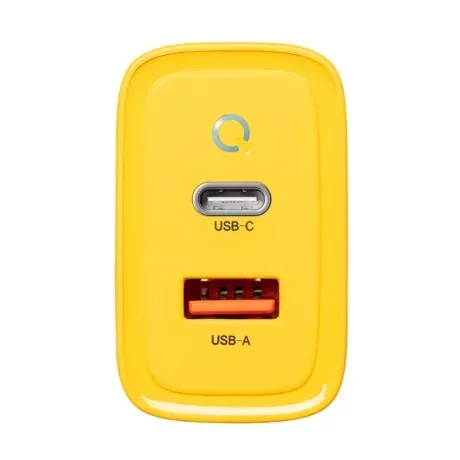 Încărcător rețea dual USB-C/USB-A 45W Tactical MicroGrid GaN - Galben