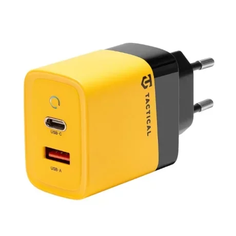 Încărcător rețea dual USB-C/USB-A 45W Tactical MicroGrid GaN - Galben