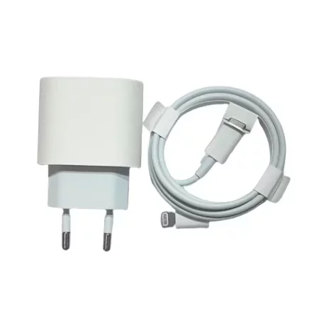 Încărcător rețea USB-C 20W Compatibil cu iPhone, Alb - Pachet Retail, Cablu Lightning 1M Inclus