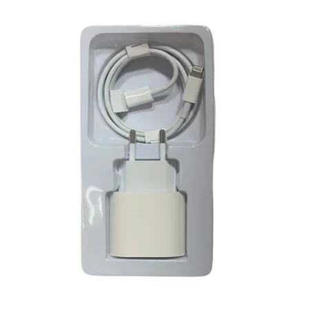 Încărcător rețea USB-C 20W Compatibil cu iPhone, Alb - Pachet Retail, Cablu Lightning 1M Inclus