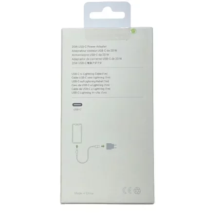 Încărcător rețea USB-C 20W Compatibil cu iPhone, Alb - Pachet Retail, Cablu Lightning 1M Inclus