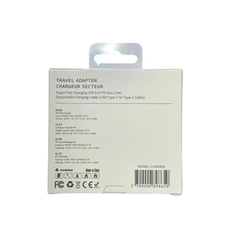 Încărcător rețea USB-C 25W Universal, Alb - Pachet Retail, Cablu USB-C 1M Inclus