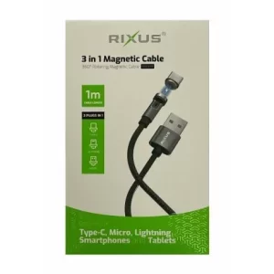 Cablu Incarcare si Date Magnetic  Rapid 3 in 1 Negru 1M