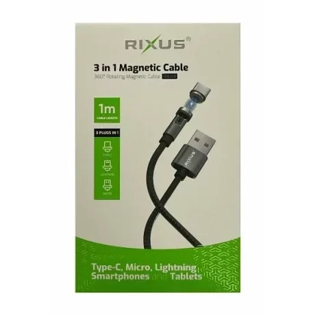 Cablu Incarcare si Date Magnetic  Rapid 3 in 1 Negru 1M