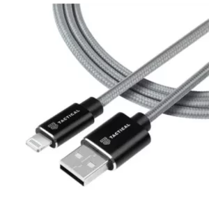 Cablu de date si incarcare Tactical, USB-A la Lightning (iPhone), 1 metru, Gri, MFi Fast Rope Kevlar