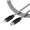 Cablu de Încărcare și Transfer de Date Tactical USB-C la Lightning (iPhone) - Gri, 2 metri, MFi Fast Rope Kevlar