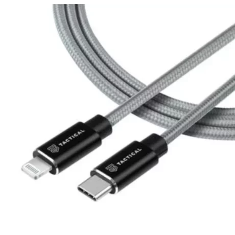 Cablu de Încărcare și Transfer de Date Tactical USB-C la Lightning (iPhone) - Gri, 2 metri, MFi Fast Rope Kevlar