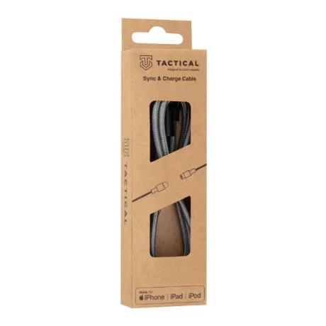 Cablu de Încărcare și Transfer de Date Tactical USB-C la Lightning (iPhone) - Gri, 2 metri, MFi Fast Rope Kevlar