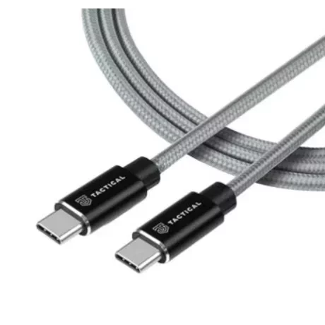 Cablu de date si incarcare Tactical, USB-C la USB-C, 100W 20V/5A, 1 metru, Gri, Fast Rope Kevlar