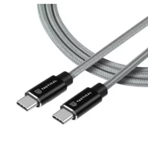 Cablu de date si incarcare Tactical, USB-C la USB-C, 100W 20V/5A, 2 metri, Gri, Fast Rope Kevlar