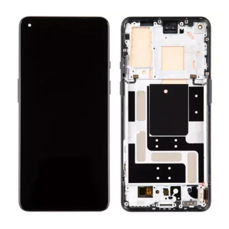 Ecran Compatibil pentru OnePlus 9 Negru Cu Rama (Original Refurbished)