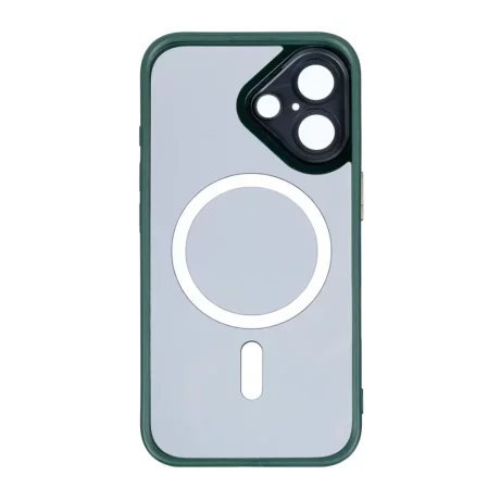 Husa iPhone 16 Plus Rixus Magsafe cu Protectie Metalica Integrata pentru Camera Verde Inchis