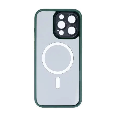 Husa iPhone 16 Pro Max Rixus Magsafe cu Protectie Metalica Integrata pentru Camera Verde Inchis
