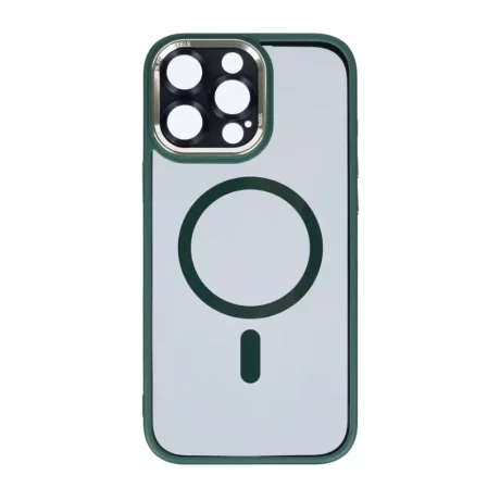 Husa iPhone 16 Pro Max Rixus Magsafe cu Protectie Metalica Integrata pentru Camera Verde Inchis