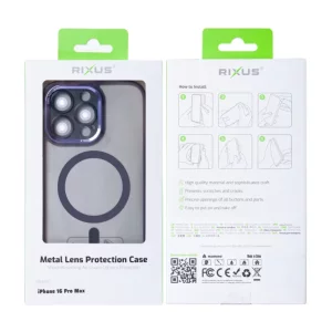 Husa iPhone 16 Pro Max Rixus Magsafe cu Protectie Metalica Integrata pentru Camera Violet