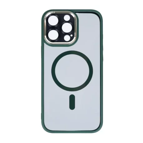 Husa iPhone 16 Pro Rixus Magsafe cu Protectie Metalica Integrata pentru Camera Verde Inchis
