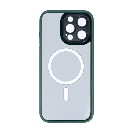 Husa iPhone 16 Pro Rixus Magsafe cu Protectie Metalica Integrata pentru Camera Verde Inchis