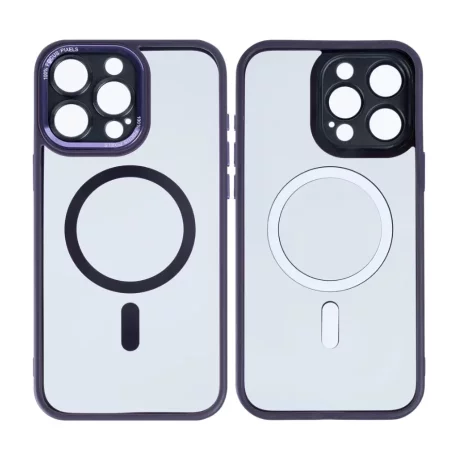 Husa iPhone 16 Pro Rixus Magsafe cu Protectie Metalica Integrata pentru Camera Violet