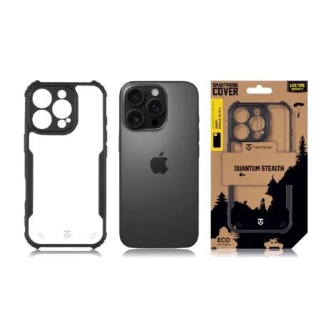 Husa iPhone 16 Pro Tactical Quantum Stealth Transparent/ Negru