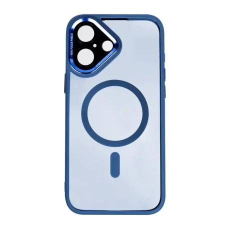 Husa iPhone 16 Rixus Magsafe cu Protectie Metalica Integrata pentru Camera Albastru Inchis