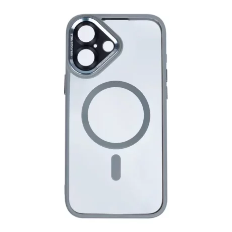 Husa iPhone 16 Rixus Magsafe cu Protectie Metalica Integrata pentru Camera Gri