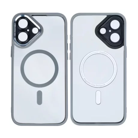 Husa iPhone 16 Rixus Magsafe cu Protectie Metalica Integrata pentru Camera Gri