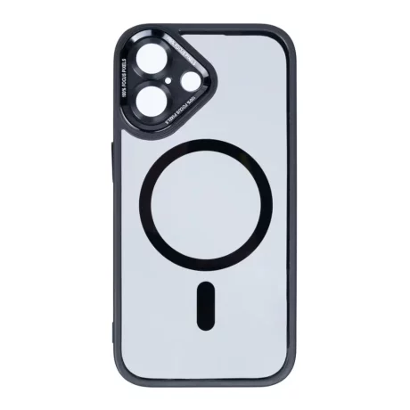 Husa iPhone 16 Rixus Magsafe cu Protectie Metalica Integrata pentru Camera Neagra