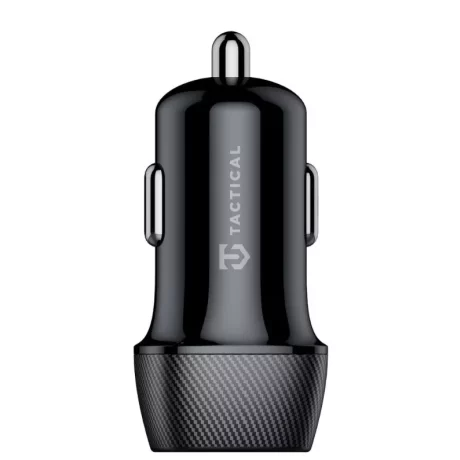 Incarcator Auto Dual 2 x USB-A 12W Negru cu Cablu USB-A/ Lightning MFi Fast Rope Gri 0.3 M Tactical