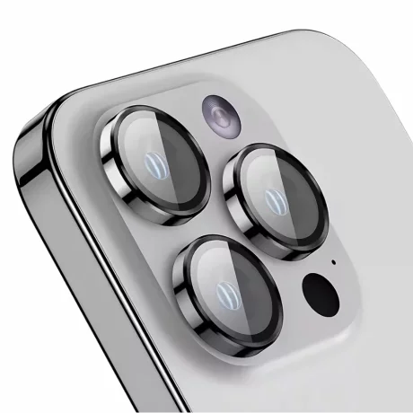 Folie iPhone 16 / iPhone 16 Plus Sticla Camera cu Rama Argintie