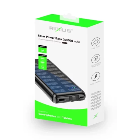 Baterie Externa Solara Rixus Wireless 20.000 mAh