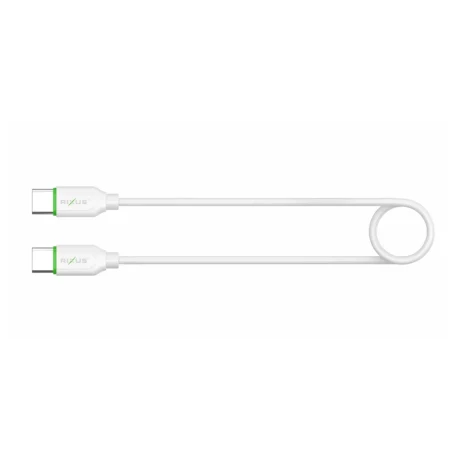 Cablu Date si Incarcare Rixus USB-C/ USB-C Incarcare Rapida 3M Alb