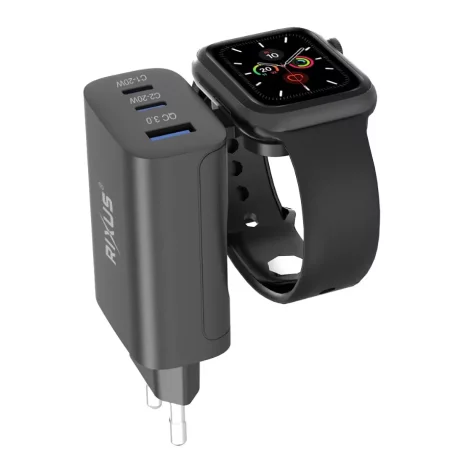 Incarcator Rixus pentru iWatch, iPhone, Airpods 43W Negru