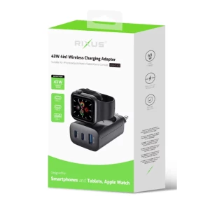 Incarcator Rixus pentru iWatch, iPhone, Airpods 43W Negru