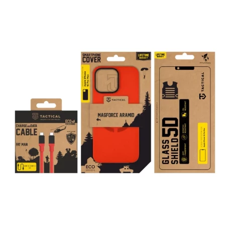 Set Husa + Cablu Incarcare + Folie Protectie iPhone 16 Pro Max Tactical Rosu