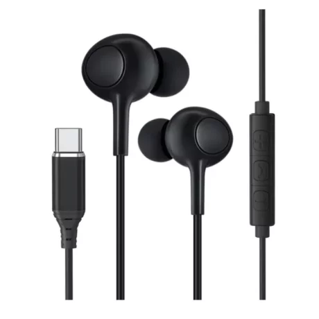 Casti Rixus cu Fir si Microfon USB-C Negre