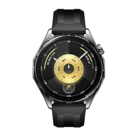 HUAWEI WATCH GT 6 46mm Black Stainless Steel Case, Curea Black Fluoroelastomer