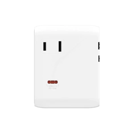 Incarcator Mophie Essential 70w GaN 5 Port + AC Travel Adapter White