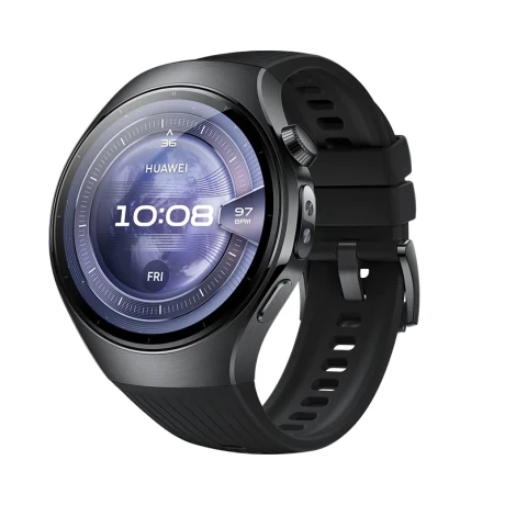 Smartwatch Huawei Watch 5, 46MM Black Stainless Steel, Black Fluoroelastomer Strap